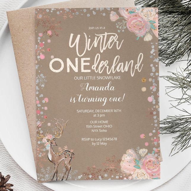 Snowflake ONEderland Primer cumpleaños Invitación  (Subido por el creador)