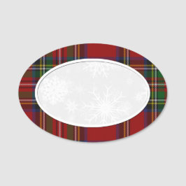 Snowflake Royal Stewart Plaid Name Etiqueta