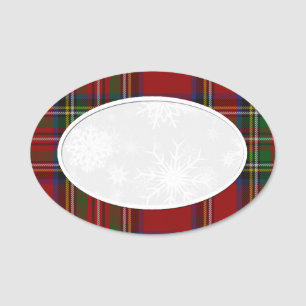 Snowflake Royal Stewart Plaid Name Etiqueta