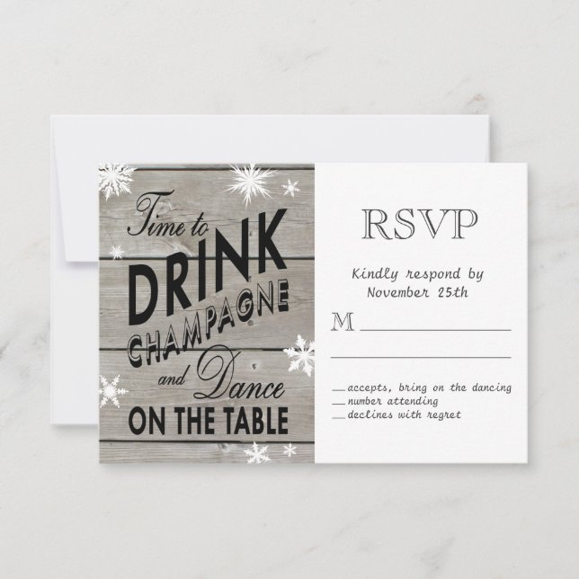 Snowflake RSVP Hora de beber champagne (Anverso)