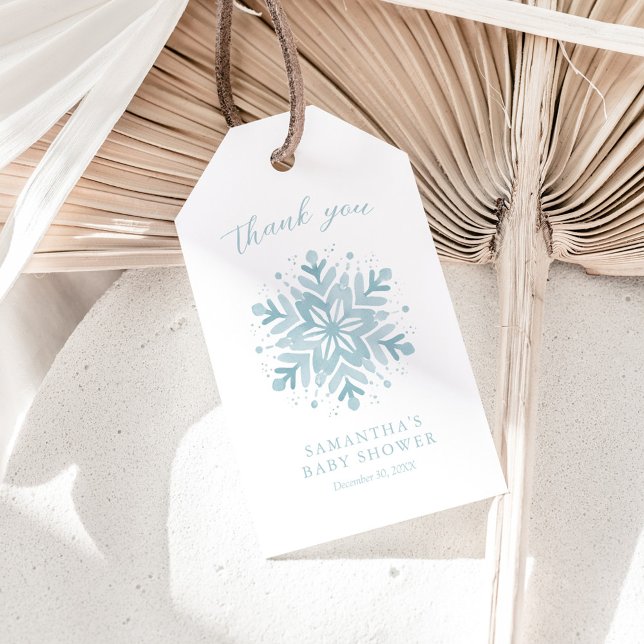 Snowflake Winter Baby Shower Gracias Etiqueta (Subido por el creador)