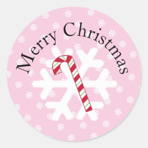 Snowflake y Candy Cane Classic Round Pegatina