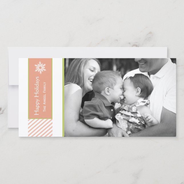 Snowflake y Rayas  | Tarjetas de Fotos Navideñas (Anverso)
