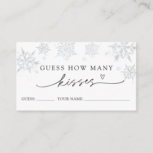 Snowflakes Adivina Cuántas Besos De Tarjeta De Jue (Anverso)