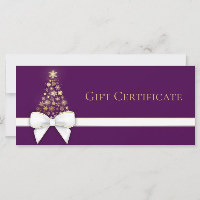 Snowflakes Christmas Tree Bow Purple Gift Card (Anverso)