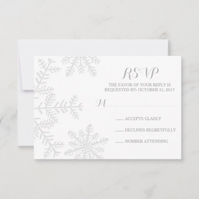 Snowflakes Elegant Winter Wedding RSVP (Anverso)
