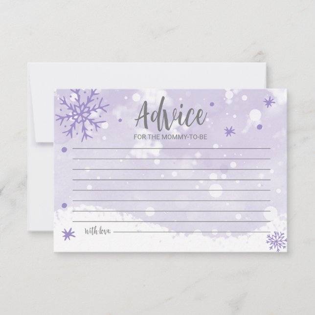 Snowflakes Lavender Baby Shower Consejos Tarjetas (Anverso)