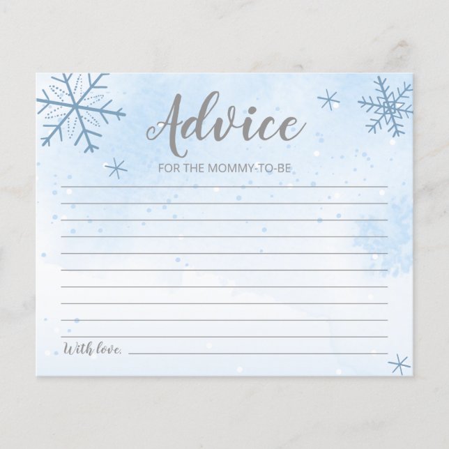 Snowflakes Presupuesto Baby Boy Tarjetas de Consej (Anverso)