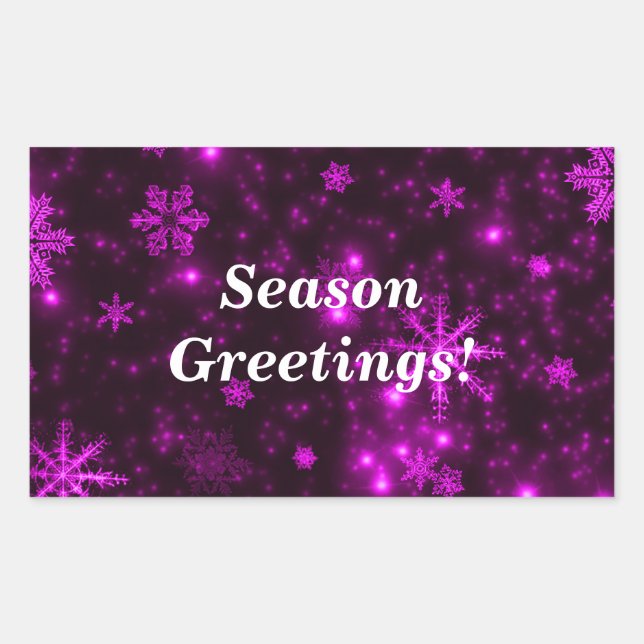 Snowflakes Purple Background Rectangle Pegatinas (Anverso)