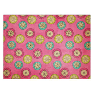 Snowflakes retro orb en manteles rosados