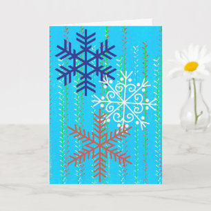 Snowflakes Retro Style en tarjeta de Navidades azu