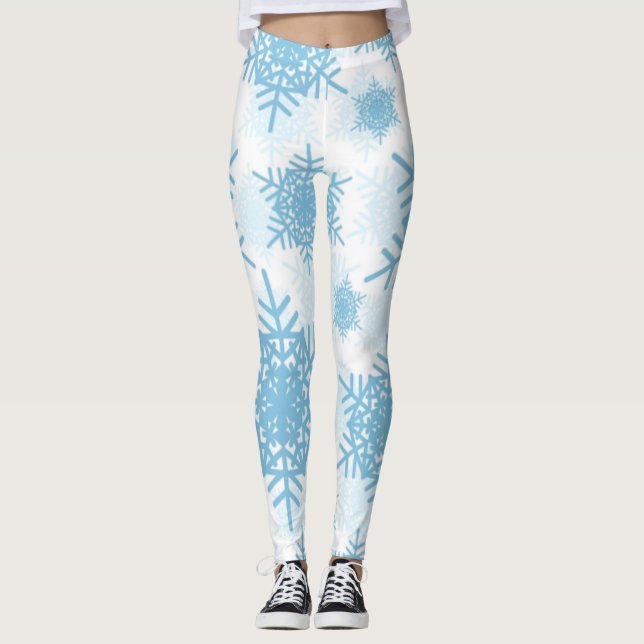 Snowflakes Seamless Pattern Leggings (Anverso)