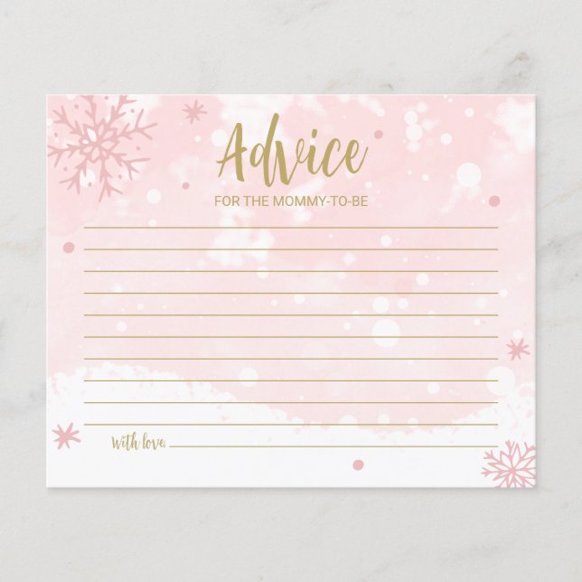Snowflakes Tarjetas de Consejos Baby Shower asequi (Anverso)