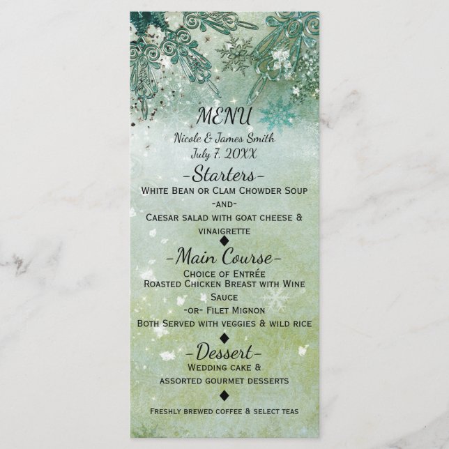 Snowflakes Winter Wonderland Holiday Sparkle Menu (Anverso)