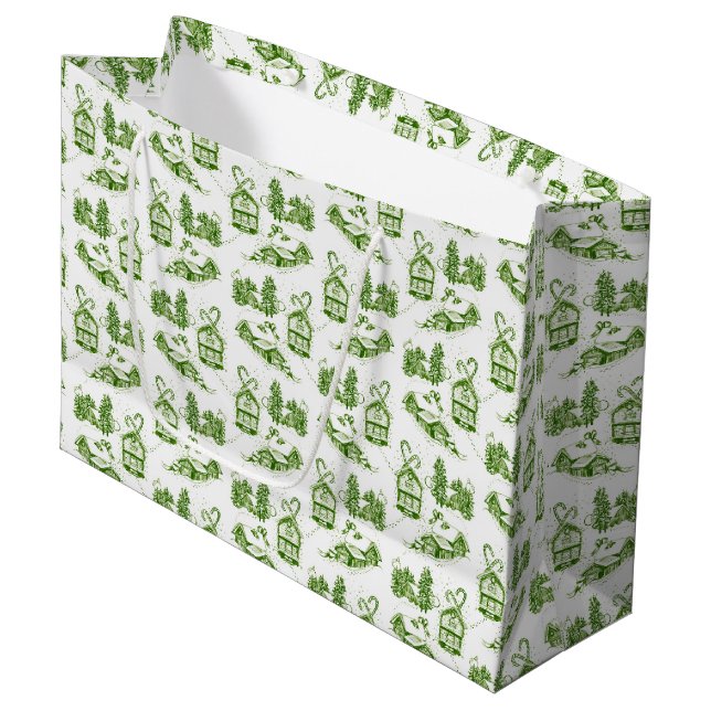 Snowley Navidades Toile | Bolsa verde de regalo pe (Angulo Anverso)