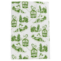 Snowley Navidades Toile | Bolsa verde de regalo pe