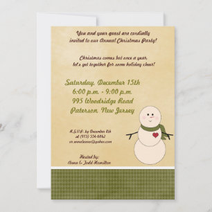 Snowman 5x7Rústico con invitación a la bufanda