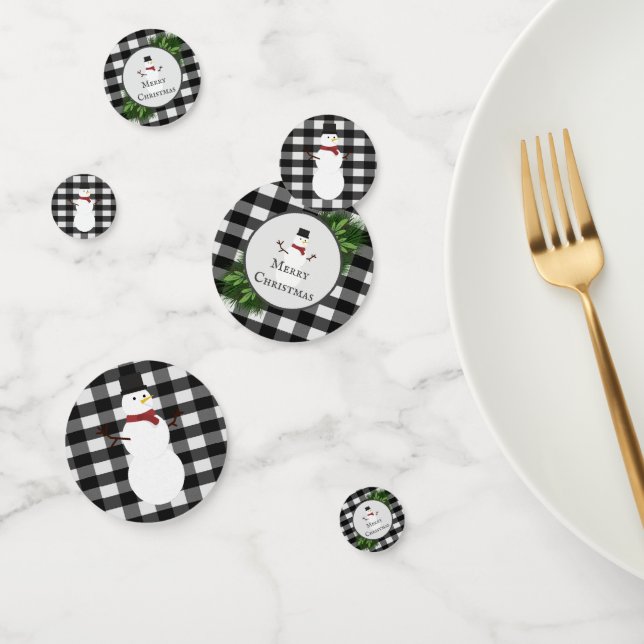 Snowman Buffalo Plaid Table Confetti (Grupo)