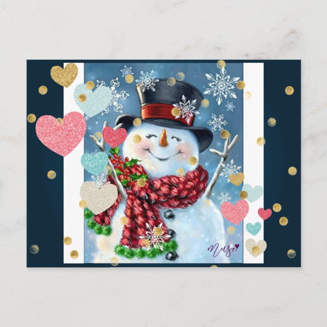 Snowman celebra la postal de los Navidades (Anverso)