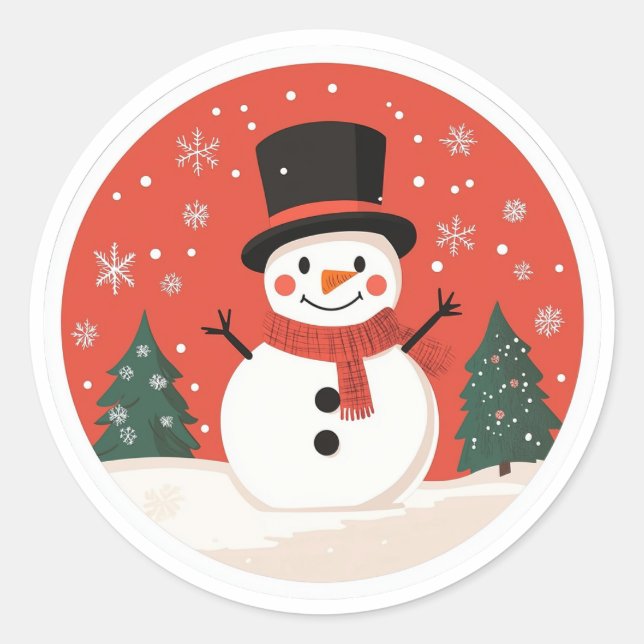 Snowman Christmas Sticker | Pegatina de invierno f (Anverso)
