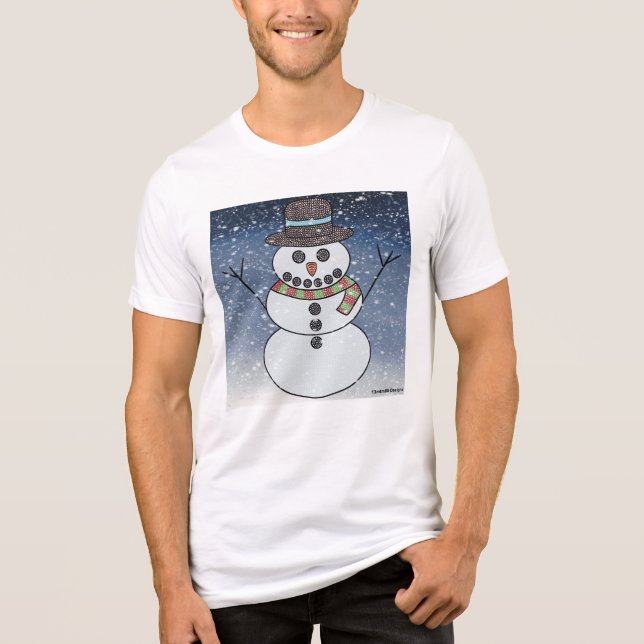 Snowman con BG (blanco) - Camisa Tri-Blend masculi (Anverso)