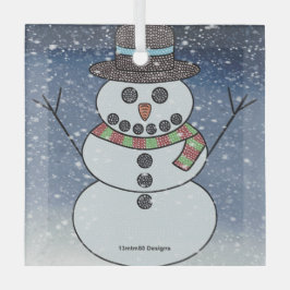 Snowman con BG - Ornamento de vidrio