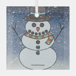 Snowman con BG - Ornamento de vidrio
