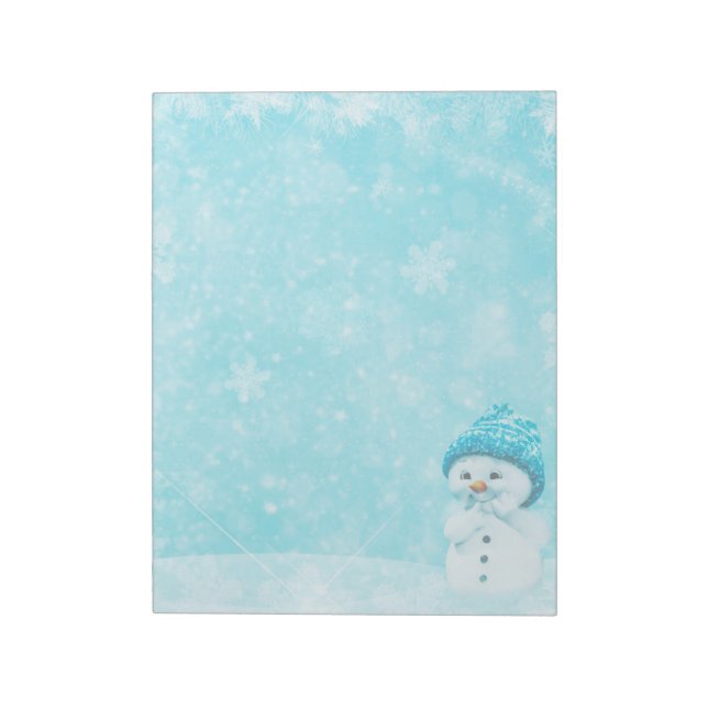 Snowman con copos de nieve - Bloc de notas de 11"  (Lado Izquierdo)