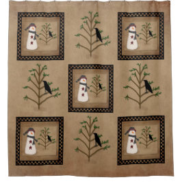 Snowman con cortina de ducha de árbol