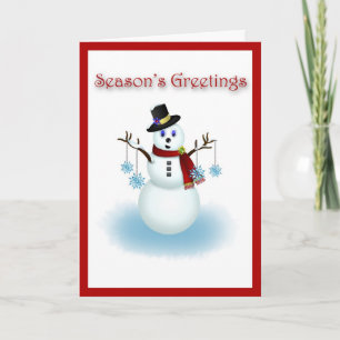 Snowman con la tarjeta de Navidades Snowflakes
