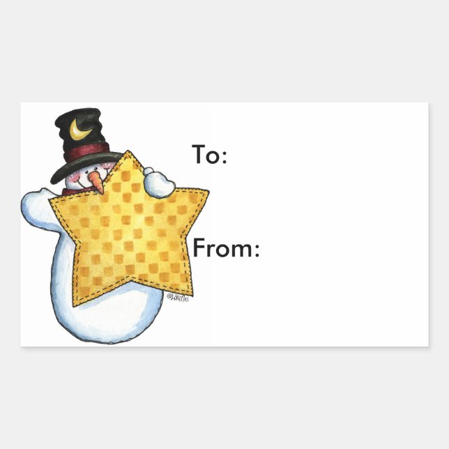 Snowman con Star - Etiquetas de regalo (Anverso)