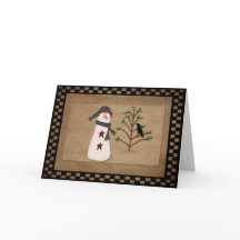 Snowman con tarjeta de Navidades de árbol