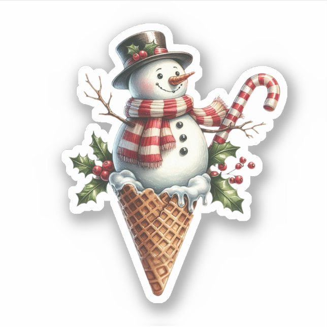 Snowman Cone Vinyl Pegatina (Anverso)