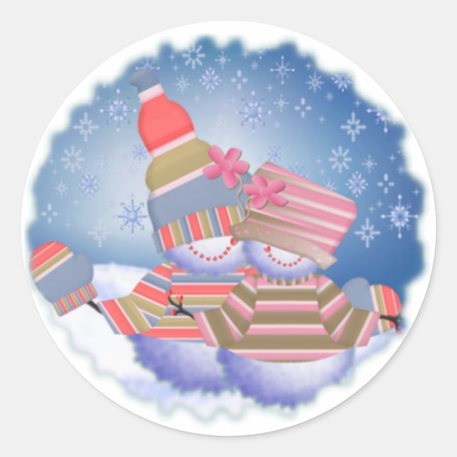 Snowman Couple Pegatina (Anverso)