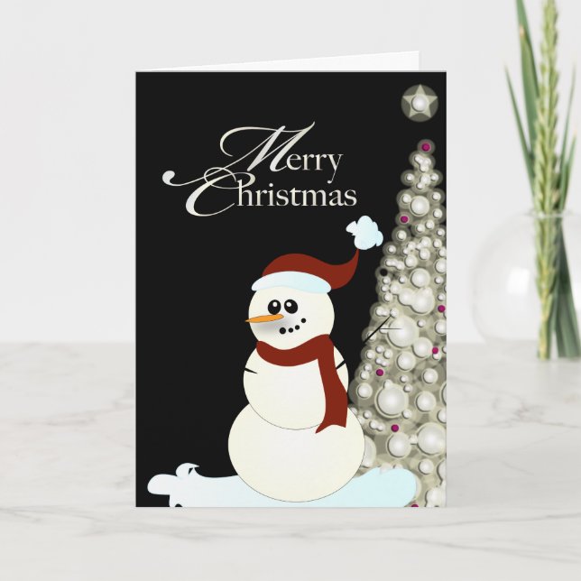 Snowman de PixDezines/brillante árbol de Navidad (Anverso)