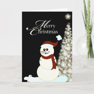 Snowman de PixDezines/brillante árbol de Navidad