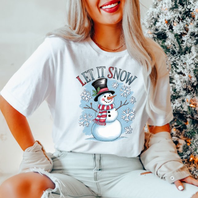 Snowman deja que nieve sea camiseta de invierno (Subido por el creador)