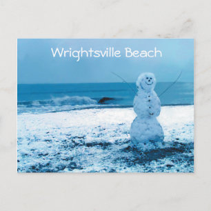 Snowman en la postal de playa