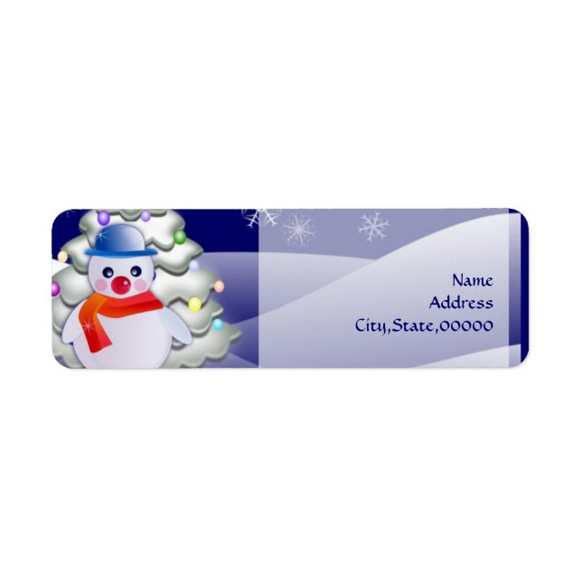 Snowman en Navidades Etiqueta de dirección de reto (Frente)