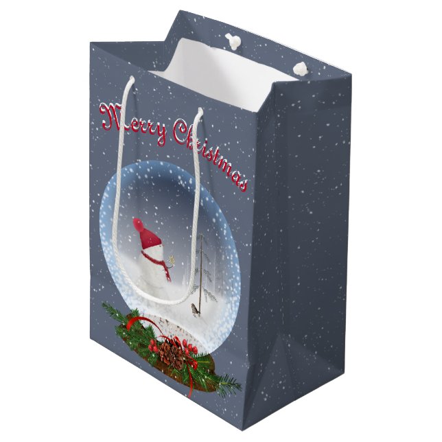 Snowman En Navidades Nieve Globe Medio Bolsa De Re (Angulo Anverso)
