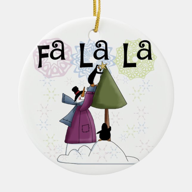 Snowman Fa La La Navidades Ornamento Keepsake (Frente)