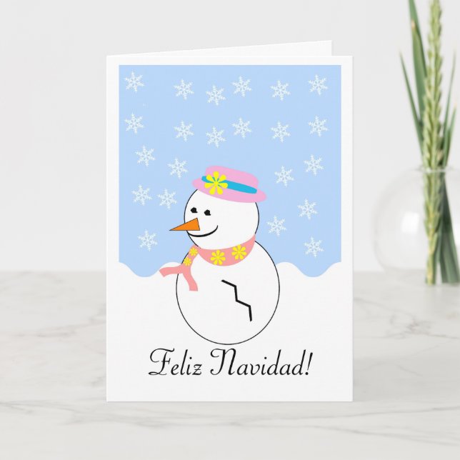 Snowman Feliz Navidad - Tarjeta de Navidad español (Anverso)