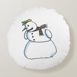 Snowman gira en torno a almohada de polietileno ro