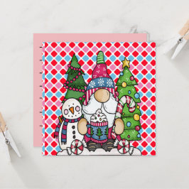 Snowman gnome Xmas Tree Holiday and Seasonal Cards