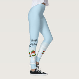 Snowman Happy Holidays Blue Leggings