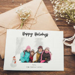 Snowman Happy Holidays Photo - White BK<br><div class="desc">Envíe una divertida tarjeta de vacaciones con su tarjeta de fotos Snowman Happy Holidays. Con el trasero blanco. Vea nuestra Colección de Navidades 4 para una opción con un lado trasero festivo y festivo.</div>