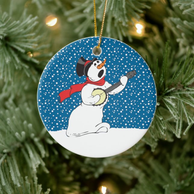 Snowman juega al ornamento del banjo (Árbol)