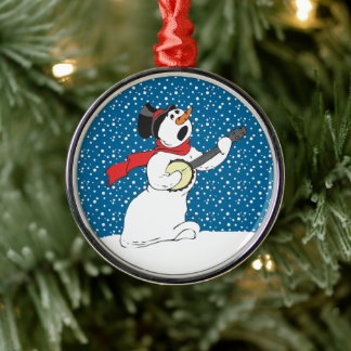 Snowman juega al ornamento del banjo