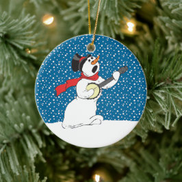 Snowman juega al ornamento del banjo