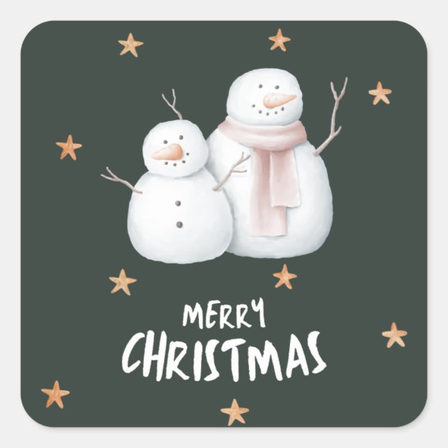 Snowman Merry Christmas pegatina (Anverso)